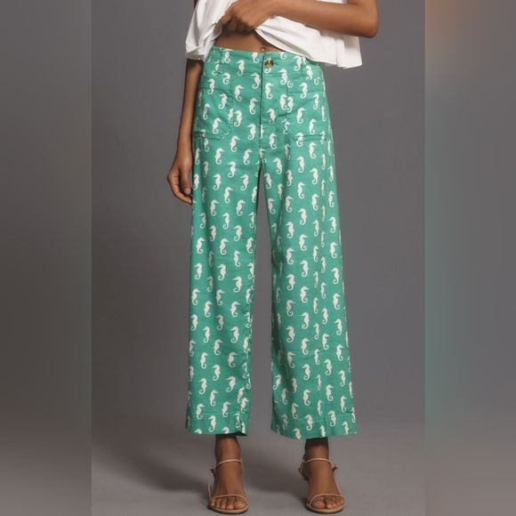 NWT Anthropologie The Colette Cropped Wide-Leg Pants by Maeve:Linen Edition - Picture 3 of 13